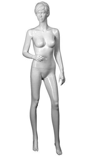 Female mannequin in white. Comes with sculpted hair and face.