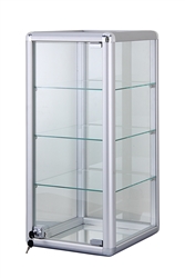 Glass Countertop Display. Comes with 3 glass shelves and a sliding glass door that locks. Shop all of our countertop displays at www.zingdisplay.com