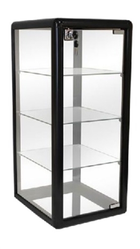 Glass Countertop Display. Comes with 3 glass shelves and a sliding glass door that locks. Shop all of our countertop displays at www.zingdisplay.com