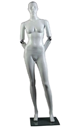 Abstract Facial Features Female Mannequin with Movable Elbow.