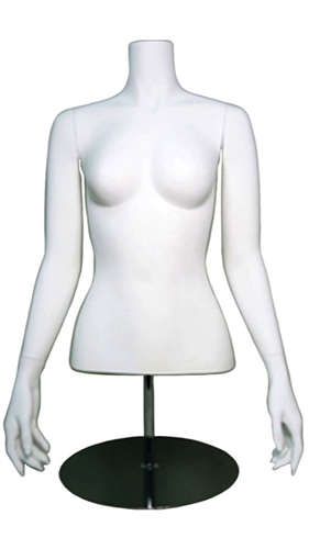 White Headless Female Torso Display Form with Arms at her Sides