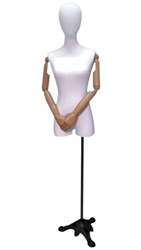 White Linen Female Dress Form with Pose-able Arms