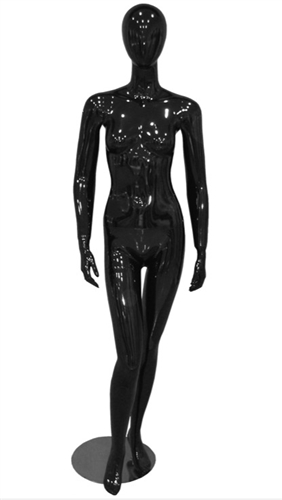 Glossy Black Female Mannequin with Egghead