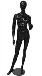 Glossy Black Female Mannequin with Egghead