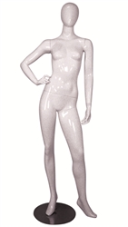 Glossy White Female Mannequin with Egghead