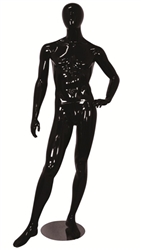 Egghead Male Mannequin Glossy Black Left Hand on Hip