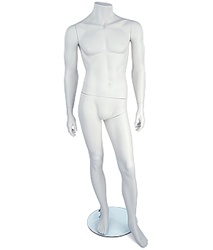 Headless Male Mannequin in Cameo White.  Basic standing pose.
