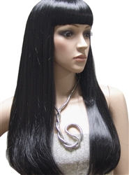 Long Black Hair with Bangs - Mannequin Wig