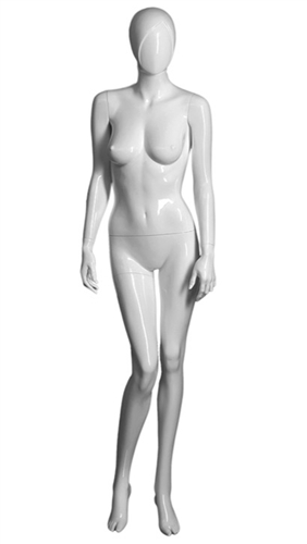 Female Mannequin in White. Abstract Egghead.