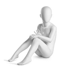 Trendy 6 Year Old Matte White Kid Mannequin - Seated Pose