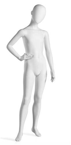 Trendy 10 Year Old Matte White Kid Mannequin - Right Hand on Hip