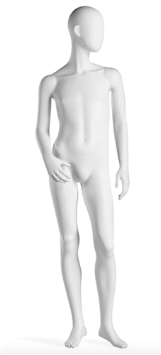 Trendy 12 Year Old Male Matte White Kid Pre-Teen Mannequin