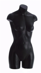 Unbreakable Plastic Female 3/4 Torso Form in black