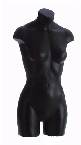 Unbreakable Plastic Female 3/4 Torso Form in black