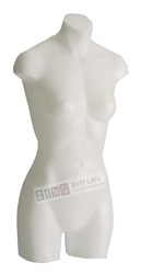 Unbreakable Plastic Female 3/4 Torso Form in White