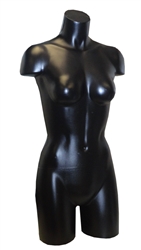 Unbreakable Plastic Female 3/4 Torso Form in black