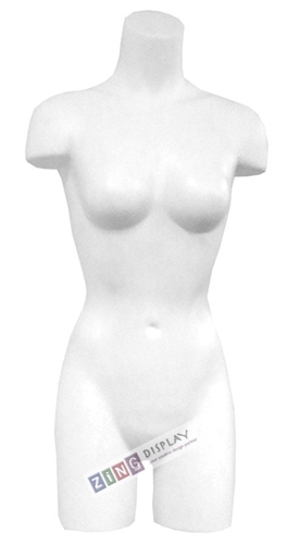 Unbreakable Plastic Female 3/4 Torso Form in White