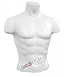 Unbreakable Plastic Male Torso Form in White