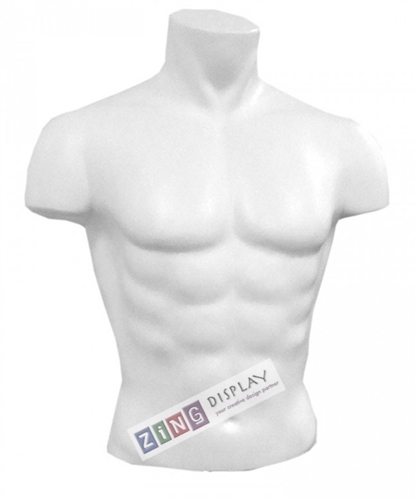 Unbreakable Plastic Male Torso Form in White