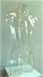 Clear Male Headless 3/4 Torso Display Form