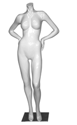 Headless Glossy White Female Mannequin Hands on Hips