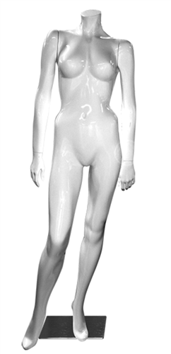 Headless Glossy White Female Mannequin Arms by Sides