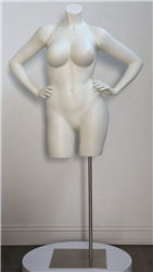 3/4 Headless Female Form with Hands on Hips - Swiss Coffee Finish