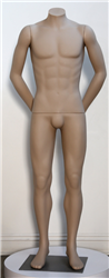 High End Unbreakable Headless Tan Male Mannequin - Hands Behind Back