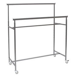 Double Rail Clothing Rack with Casters - Adjustable Height Rails
