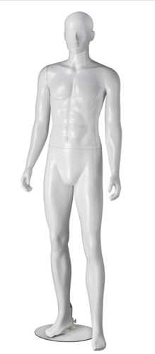 Glossy White Plastic Male Mannequin Removable Egghead