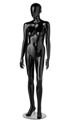 Glossy Black Fiberglass Female Mannequin - Arms Down