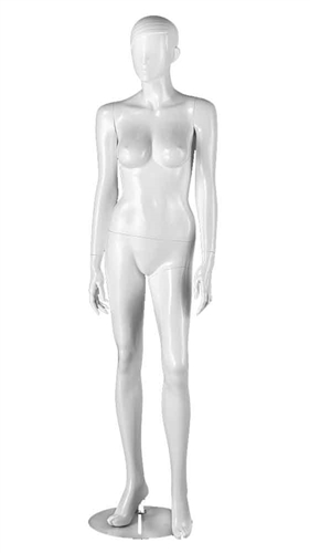 Glossy White Fiberglass Female Mannequin - Arms Down