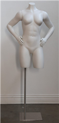 High End Fit Matte White Headless Female 3/4 Torso - Hands on Hips