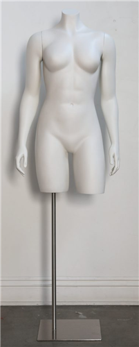High End Fit Matte White Headless Female 3/4 Torso - Straight Arms