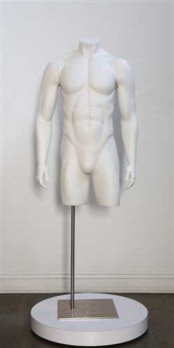 High End Fit Matte White Headless Male 3/4 Torso - Straight Arms