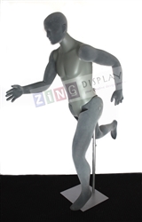 Posable Military Male Mannequin in Gray with Facial Features or Egghead from Zing Display