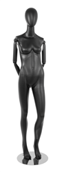 Black Female Egghead Mannequin - Posable Wooden Arms - Great for a standout display item - From ZingDisplay.com