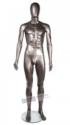 Unbreakable Metallic Pewter Male Egghead Mannequin