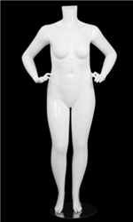 Glossy White Female Plus Size 16 Mannequin - Hands on Hips