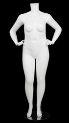 Matte White Female Plus Size 16 Mannequin - Hands on Hips
