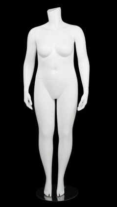 Matte White  Female Plus Size 16 Mannequin - Changeable Heads