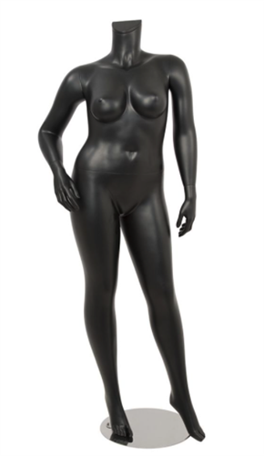 Matte Black Female Plus Size 16 Mannequin - Right Hand on Hip