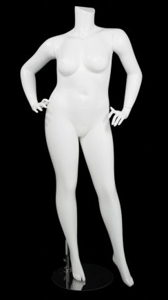 Matte White Female Plus Size 16 Mannequin - Leg Out Hands on Hips