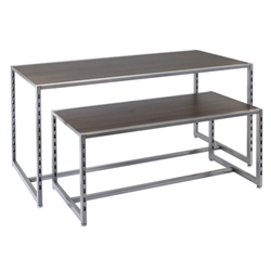 Black and White Reversible Nesting Table Set With Matte Silver Frame