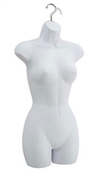 Matte White Plastic Female 3/4 Torso Form from www.zingdisplay.com