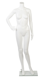 Female White Plastic Headless Mannequin with hand on hip
