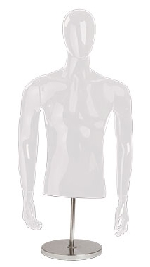 Male Gloss White Torso Display With Egghead