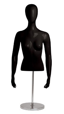 Female Gloss Black Torso Display With Egghead