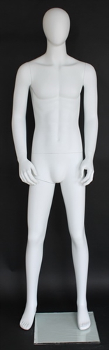 6' 3" Slender Matte White Egghead Male Mannequin - Legs Apart