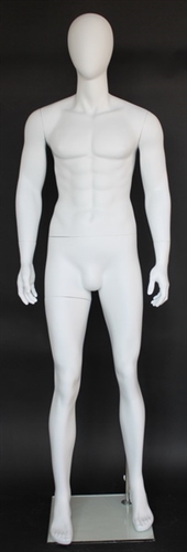 Lean Muscular Matte White Male Egghead Mannequin